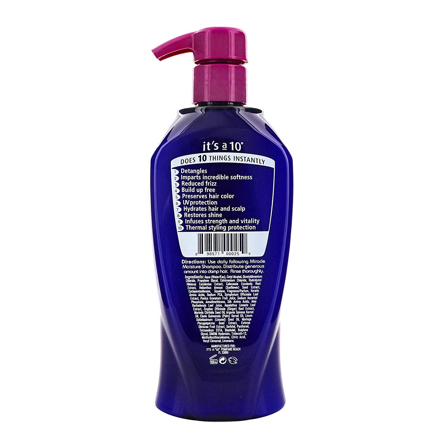 It's a 10 Haircare Miracle Daily Conditioner label highlights nourishing ingredients