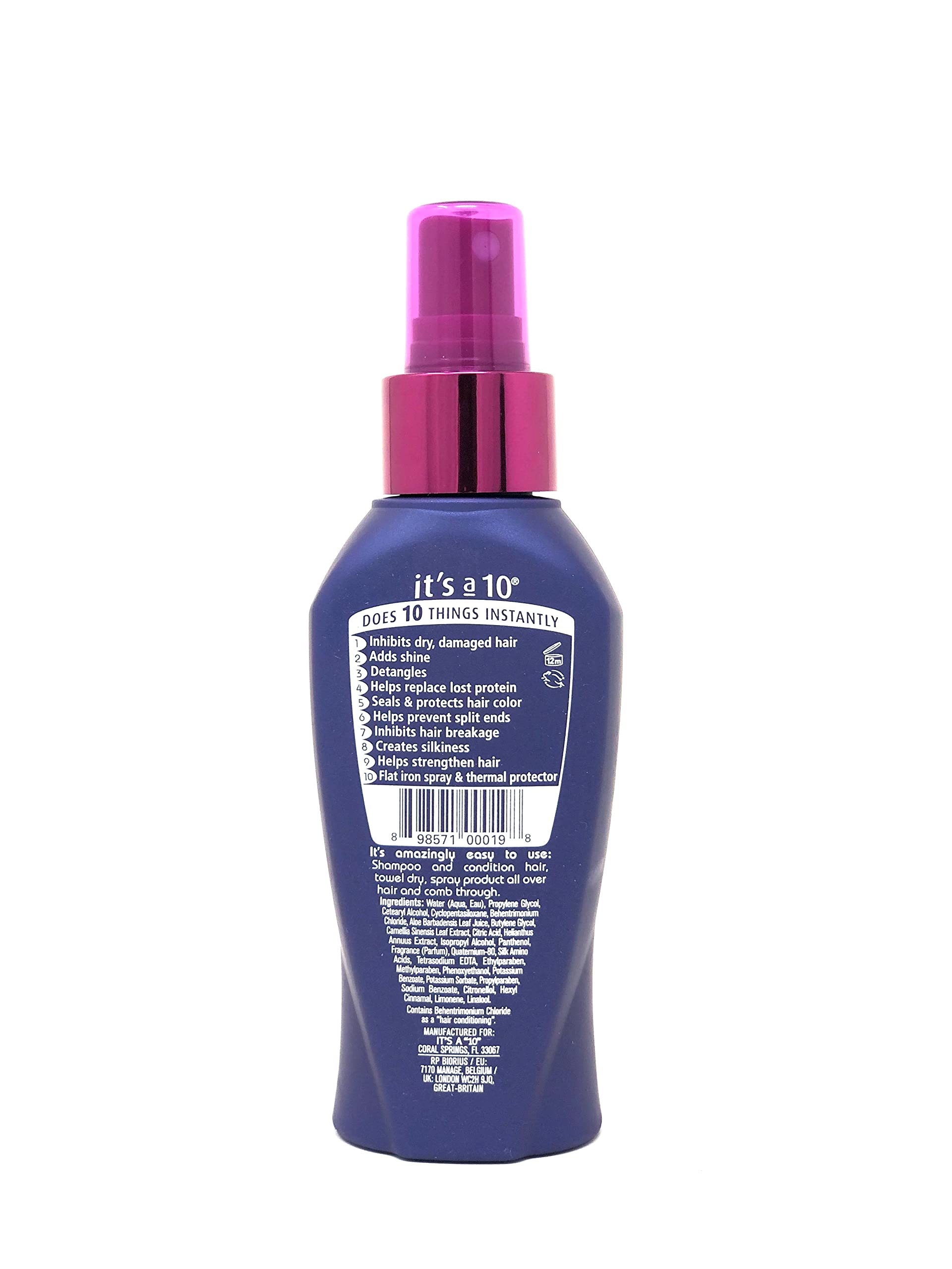 Its a 10 Haircare Miracle Leave-In hair application enhances softness and detangles for easier styling.