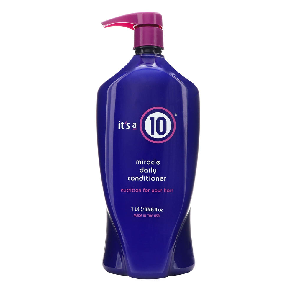 It's A 10 Miracle Moisture Shampoo bottle pour indicates rich lather potential.