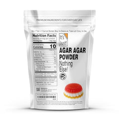 It's Just! agar powder dissolves in hot liquid for clean gels.