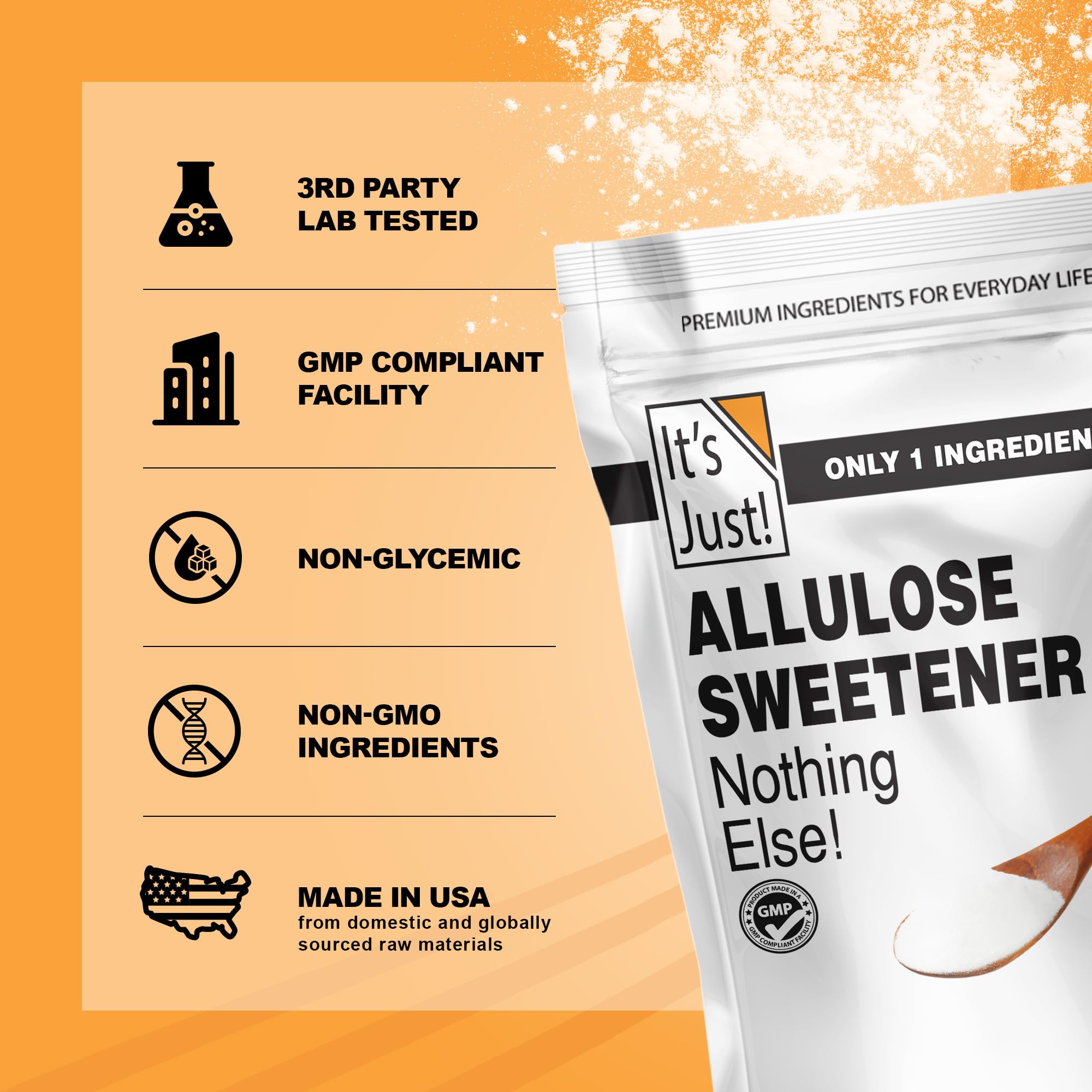 It's Just! Allulose sugar-free coffee sweetness with minimal aftertaste.