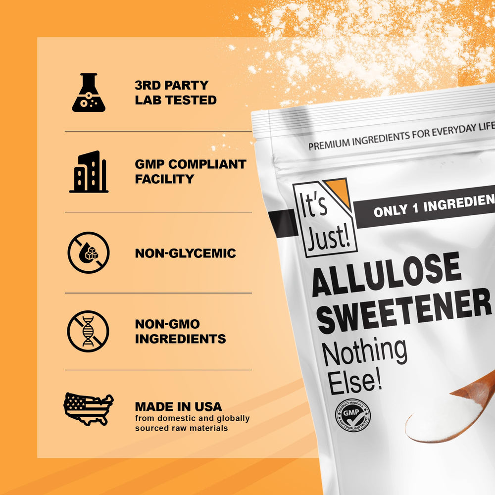 It's Just! Allulose sugar-free coffee sweetness with minimal aftertaste.