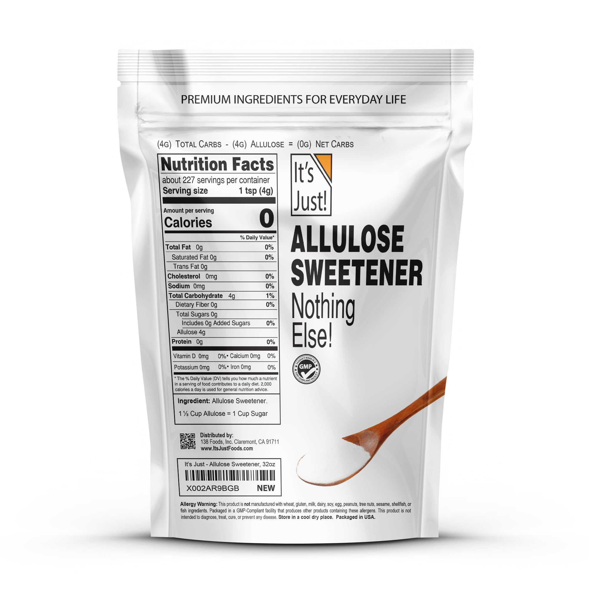 It's Just! Allulose ultra-fine granules dissolve quickly for keto baking.