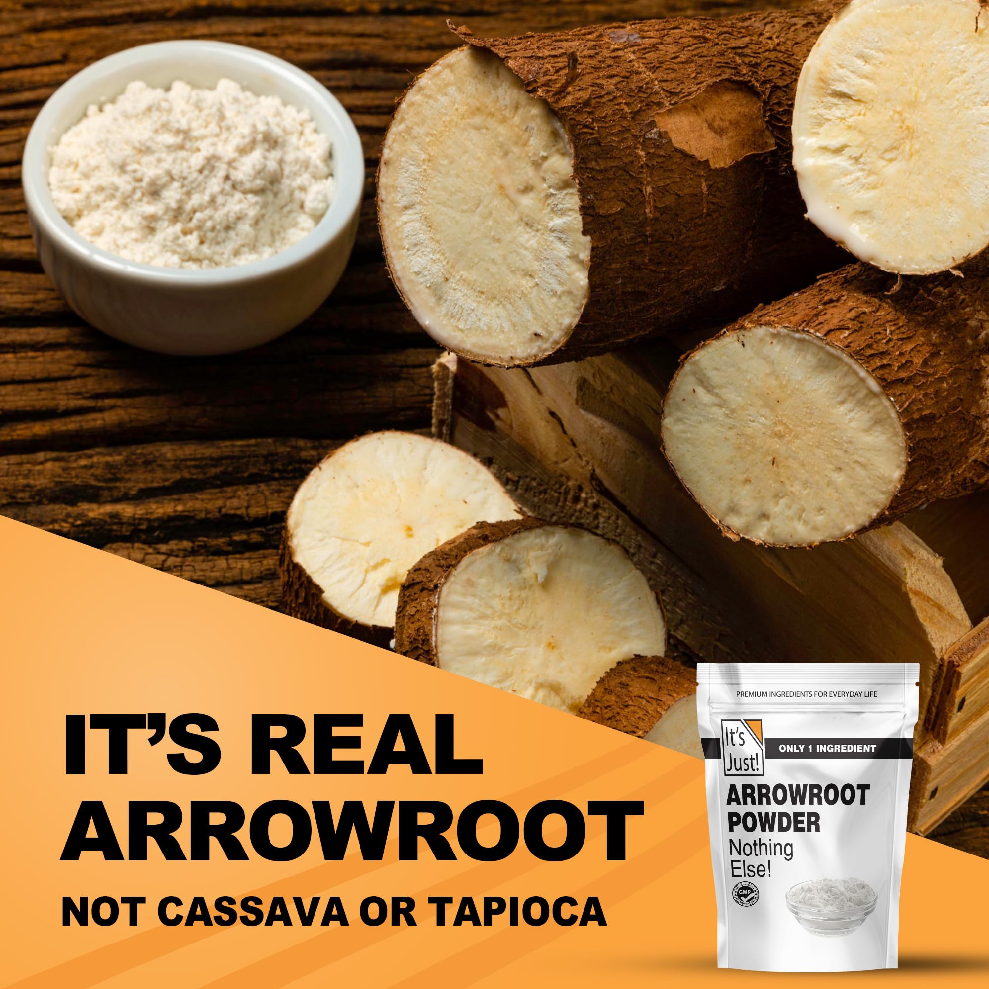 It's Just Arrowroot Powder scoop for precise measuring in cooking.
