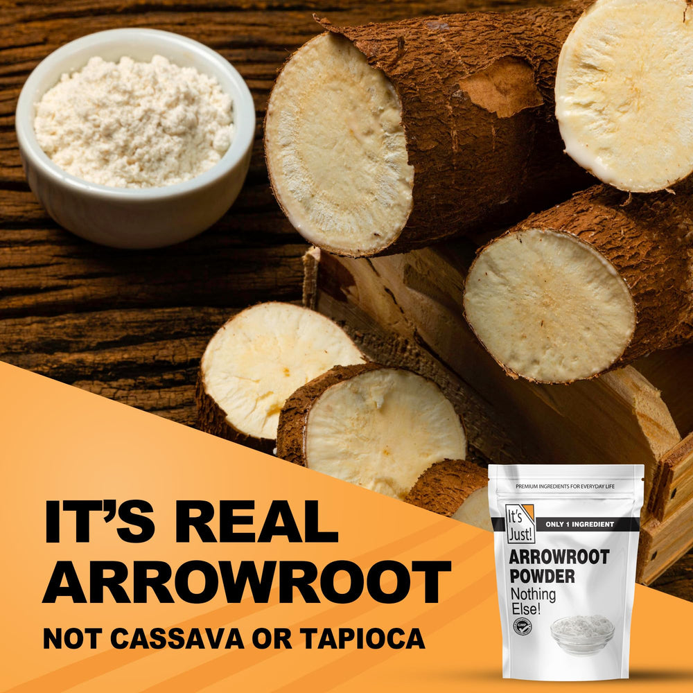 It's Just Arrowroot Powder scoop for precise measuring in cooking.