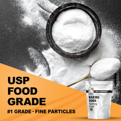It's Just! Baking Soda food-grade label highlights safe, gluten-free option for everyday cooking tasks.