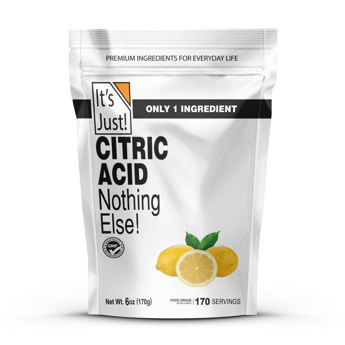 It's Just! Citric acid powder in resealable pouch boosts flavor in cooking