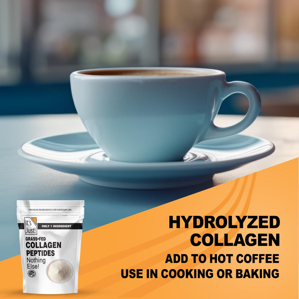 It's Just! Collagen Peptides dissolves rapidly in hot liquids for coffee or tea.