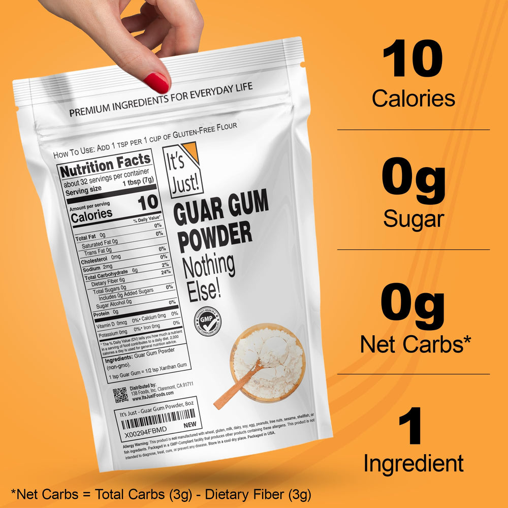 It's Just! Guar Gum cosmetics ingredient, suitable for homemade lotions or shampoos.
