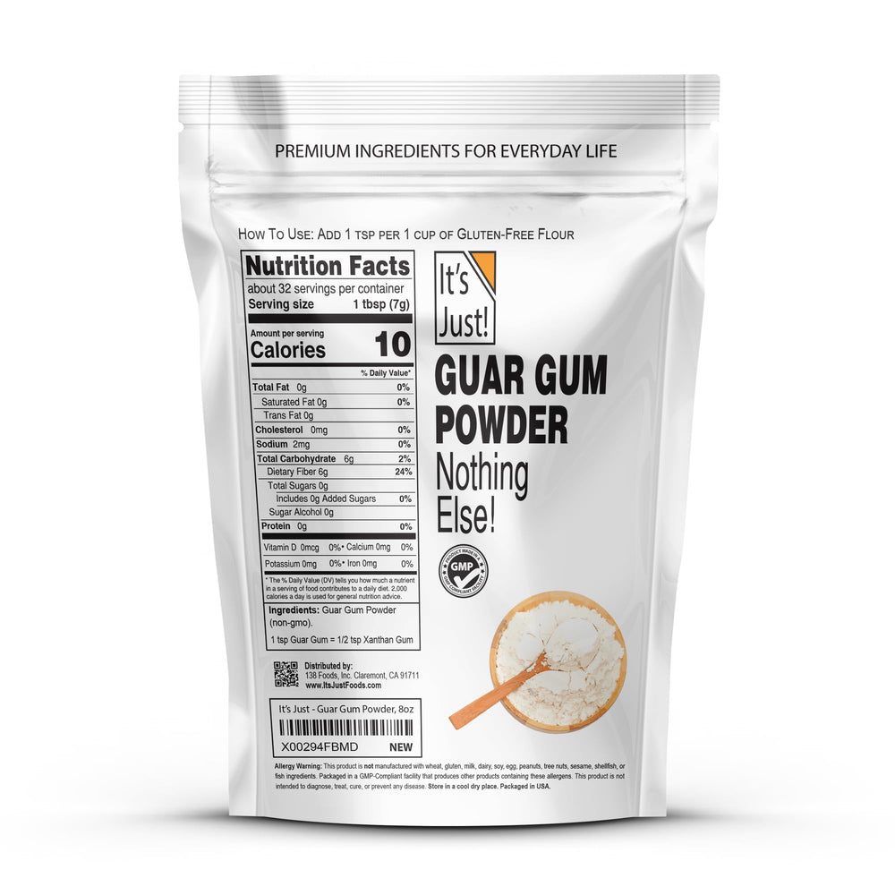 It's Just! Guar Gum powder texture, smooth, vegan binder for sauces and dressings.