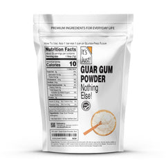 It's Just! Guar Gum powder texture, smooth, vegan binder for sauces and dressings.