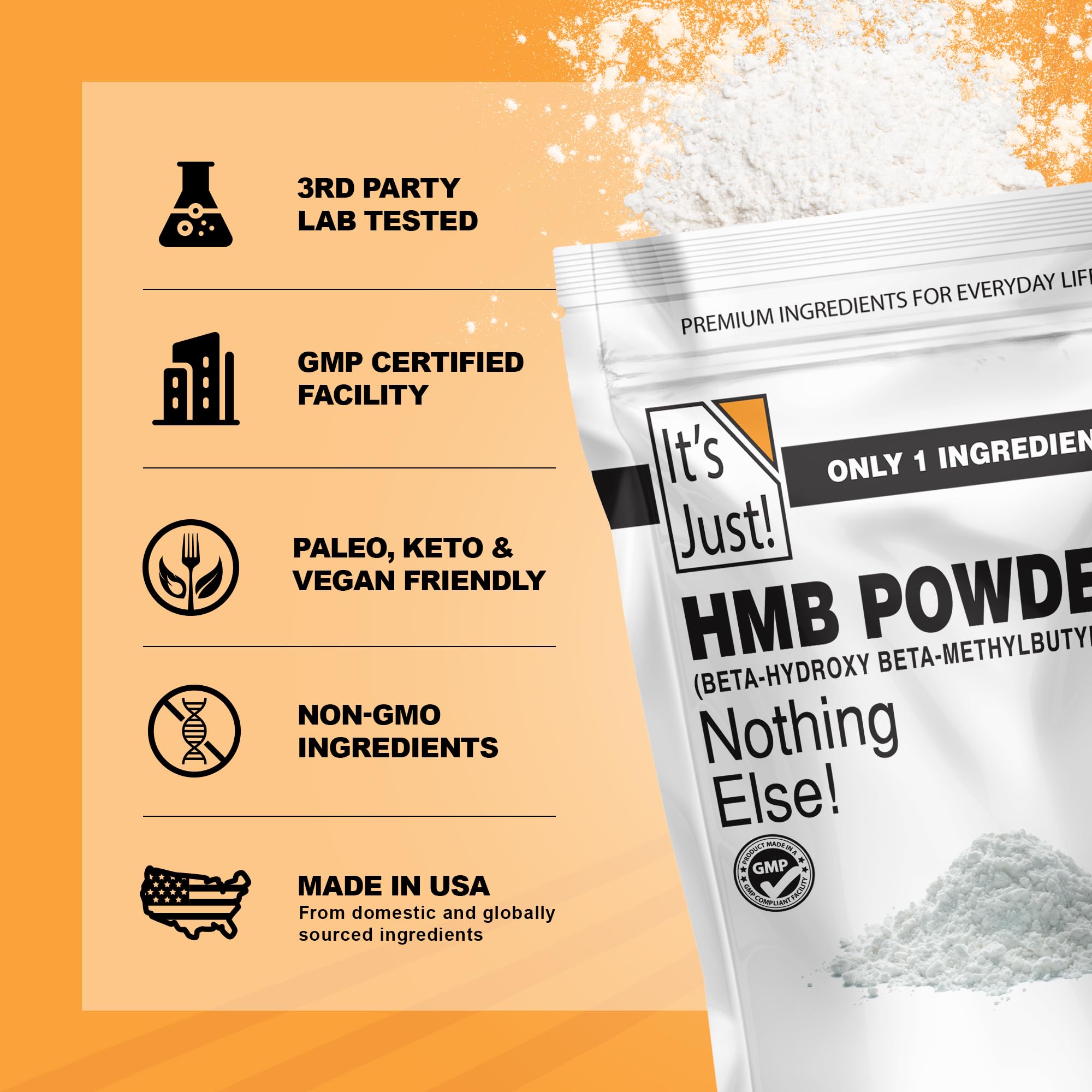 It's Just! HMB powder packaging—keto-friendly option for low-carb plans.
