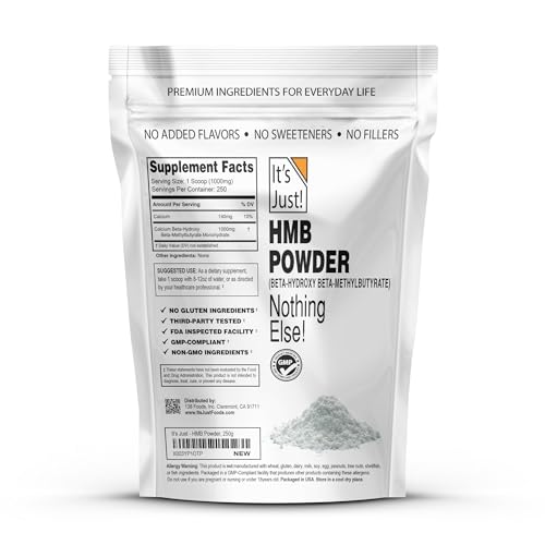 It's Just! HMB powder with scoop—easy daily serving for consistent intake.