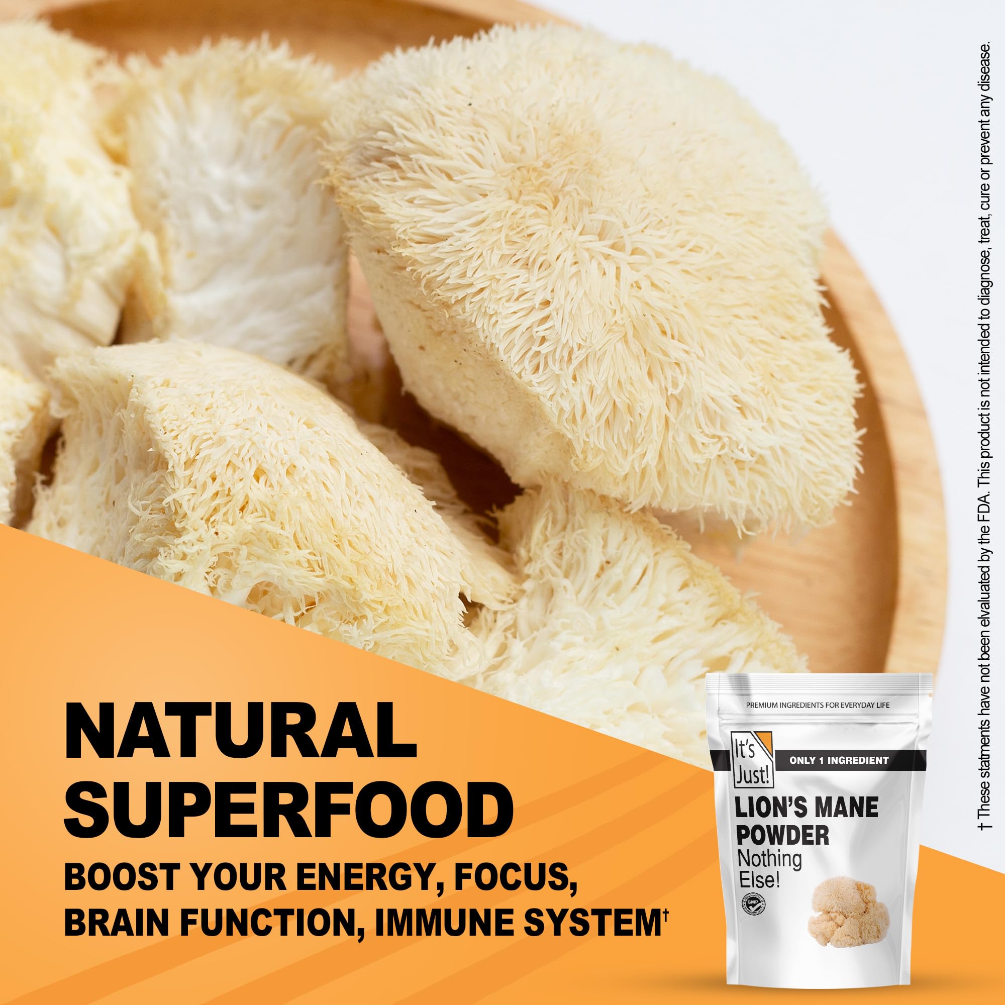 Its Just! Lion's Mane powder measuring scoop for easy use.