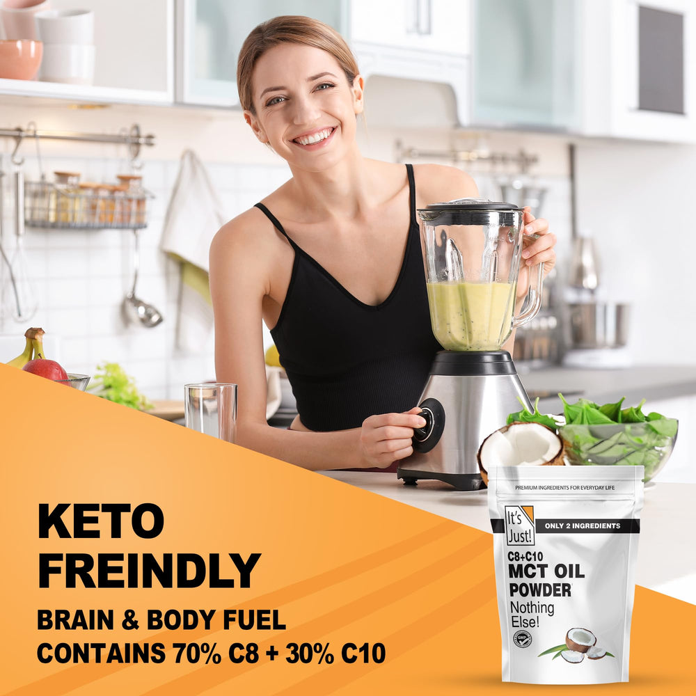 It's Just! MCT Oil Powder in coffee creamer action delivers creamy texture.