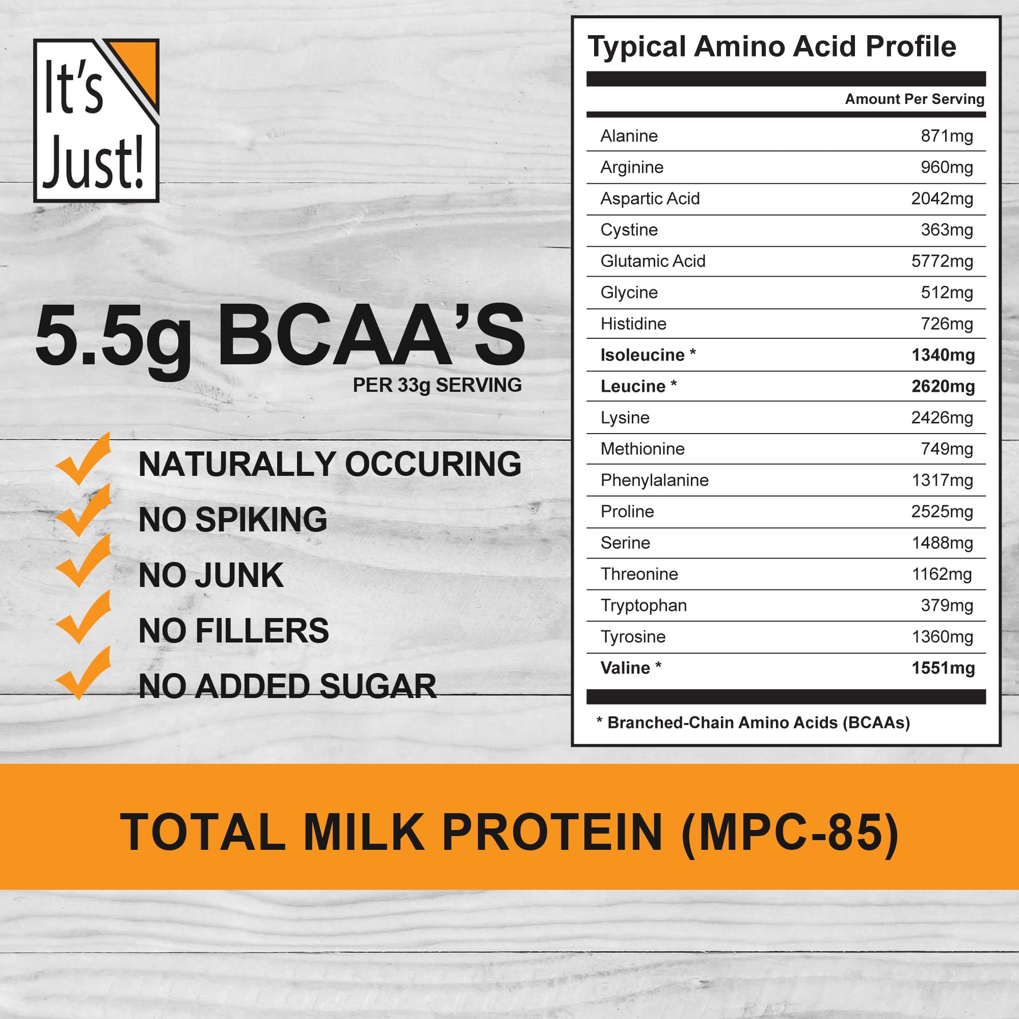It's Just! MPC-85 scoop in glass highlights neutral taste.