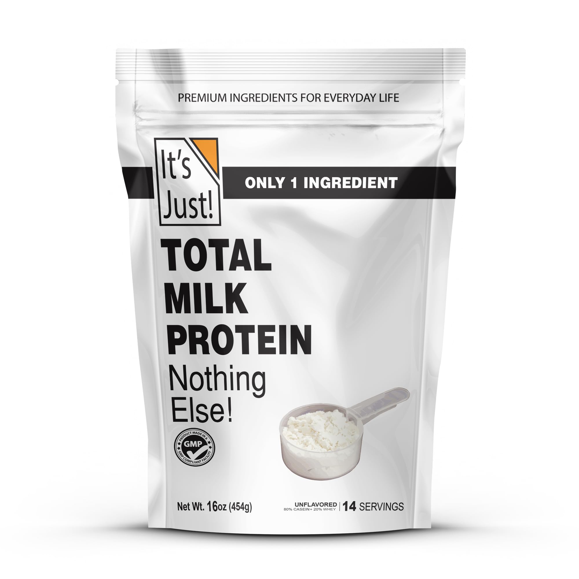 It's Just! MPC-85 unflavored powder in bottle for versatile shakes.