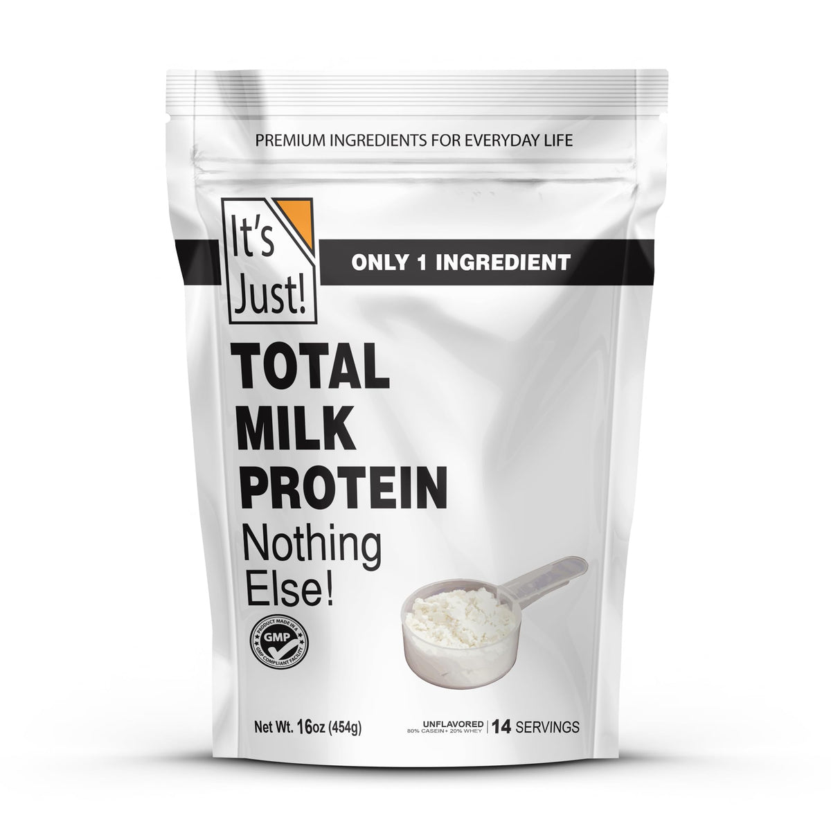 It's Just! MPC-85 unflavored powder in bottle for versatile shakes.