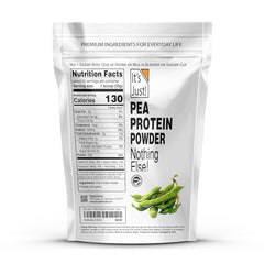 It's Just! Pea Protein Powder scoop beside a shaker for quick plant-based protein.