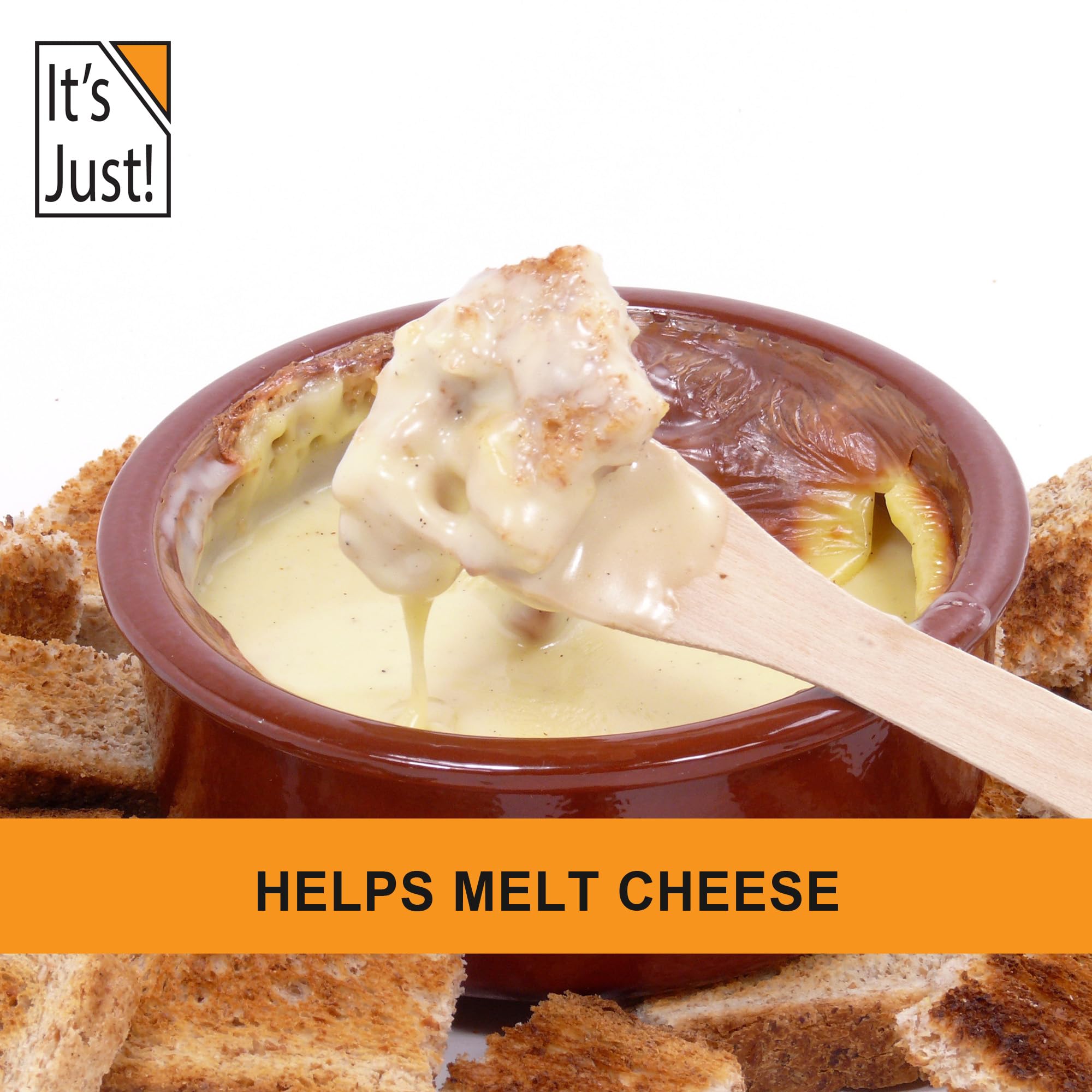 It's Just! Sodium Citrate emulsifier assists cheese melting with reduced oil separation.