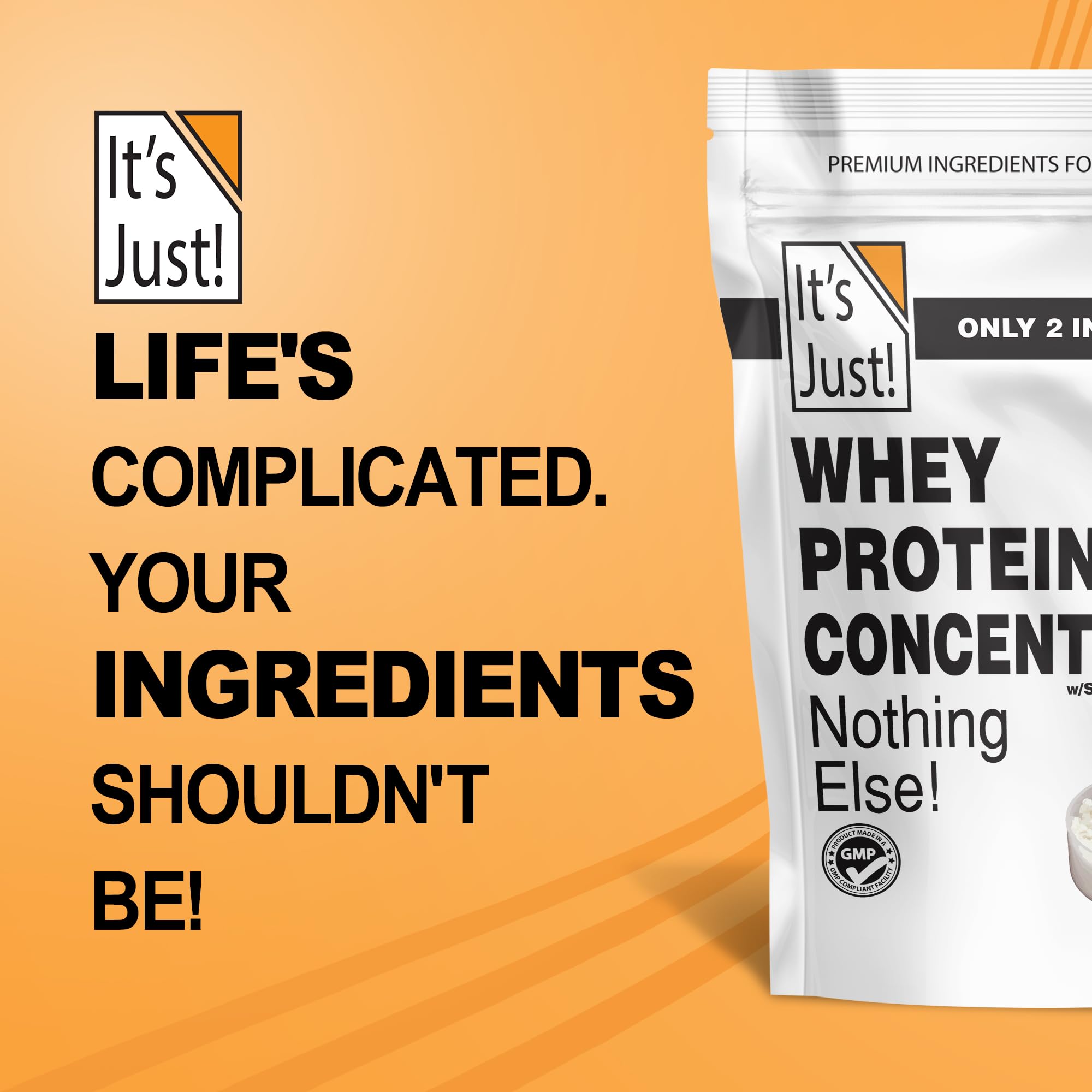 It's Just! whey protein clarity label illustrating no artificial flavors or hormones.