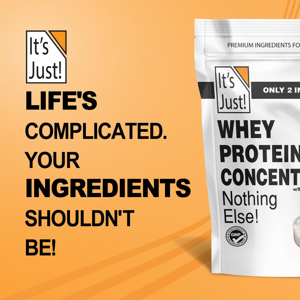It's Just! whey protein clarity label illustrating no artificial flavors or hormones.
