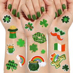 Itswordpiz green freckles face tattoos—four sheets for festive facial decor.