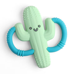 Itzy Ritzy cactus teether with easy-grab handles for tiny hands and gum relief.