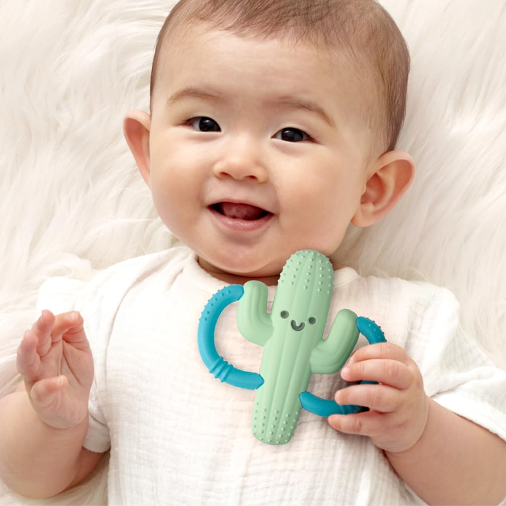 Itzy Ritzy cactus teether textures provide varied sensations to soothe swollen gums.