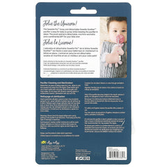 Itzy Ritzy detachable unicorn lovey attached to pacifier handle for flexible use.