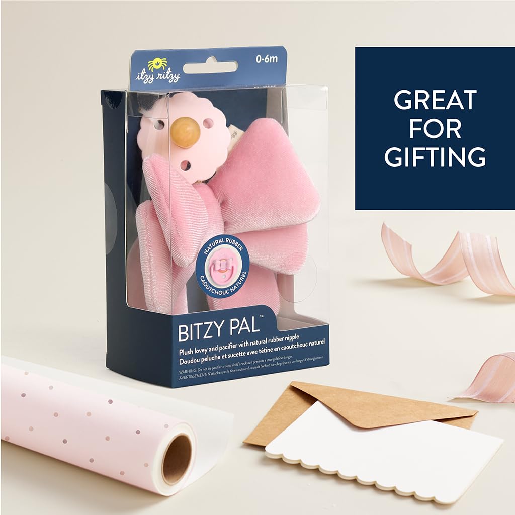Itzy Ritzy lovey in pink minky velour, cozy cuddle texture.