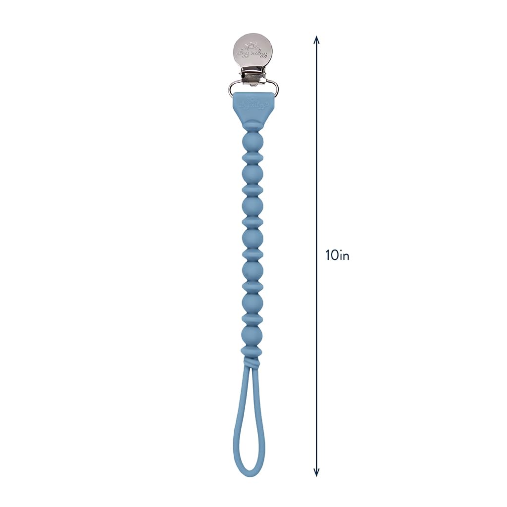 Itzy Ritzy’s one-piece design keeps pacifier and items securely in place.