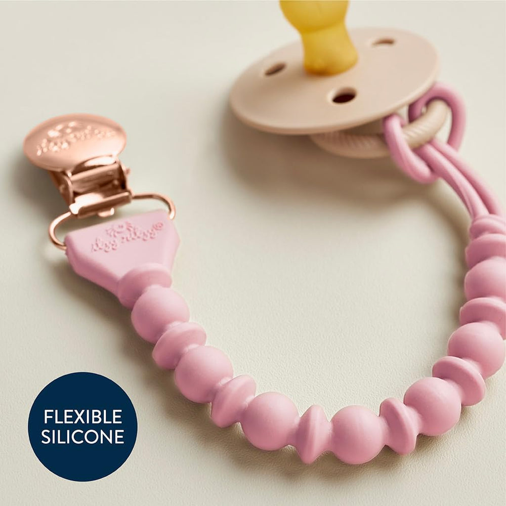 One-piece design of Itzy Ritzy pacifier clip with durable cord detail.