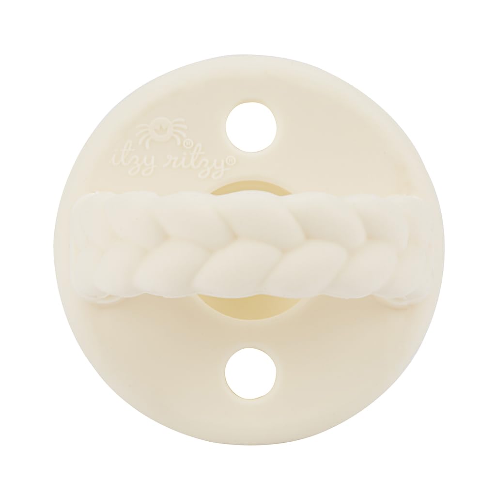 Itzy Ritzy collapsible-handle pacifier with braided detail for secure grip and style.