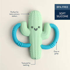 Itzy Ritzy silicone teether crafted from 100% food-grade silicone for safe chewing.