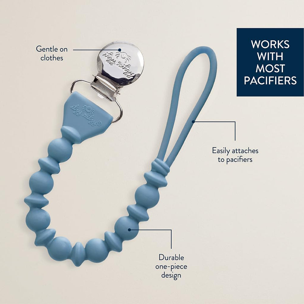 Durable silicone cord and secure clasp prevent snagging on clothing and fabrics.