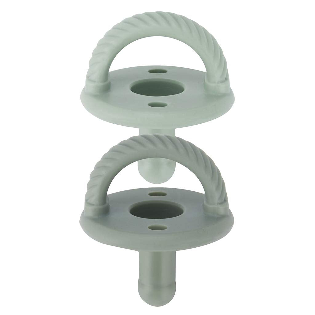 Itzy Ritzy silicone pacifier in agave with collapsible handle for easy grip