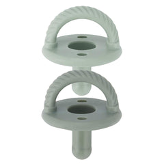 Itzy Ritzy silicone pacifier in agave with collapsible handle for easy grip