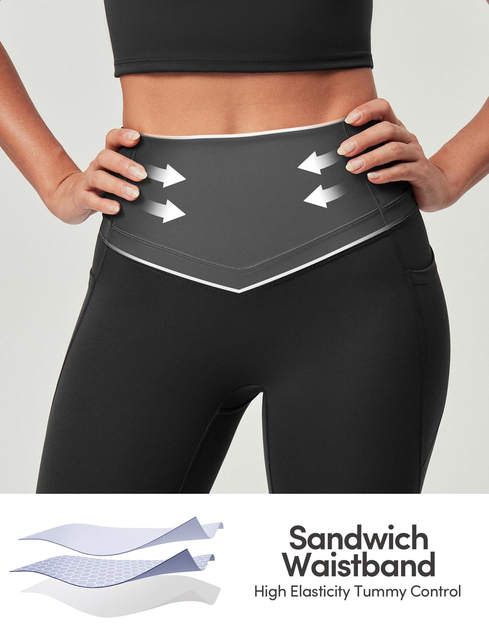 IUGA no front seam design on leggings emphasizing smooth midsection outline.