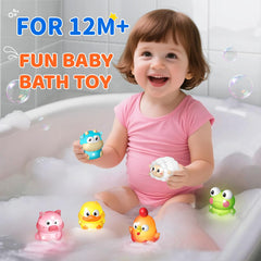 iValea light-up cow bath toy emits colorful light for curious tub adventures.