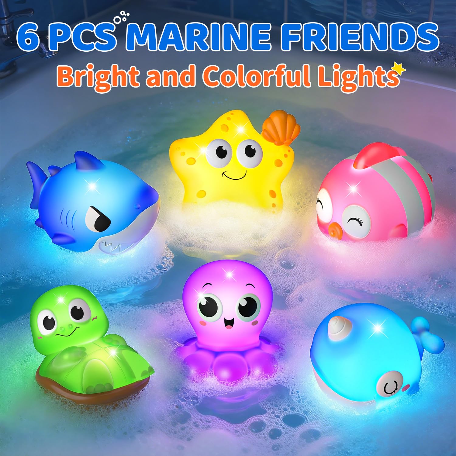iValea clownfish bath toy lights up and glides for colorful bath fun