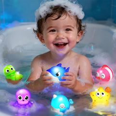 iValea sea animal shark bath toy lights up when wet for playful bath moments