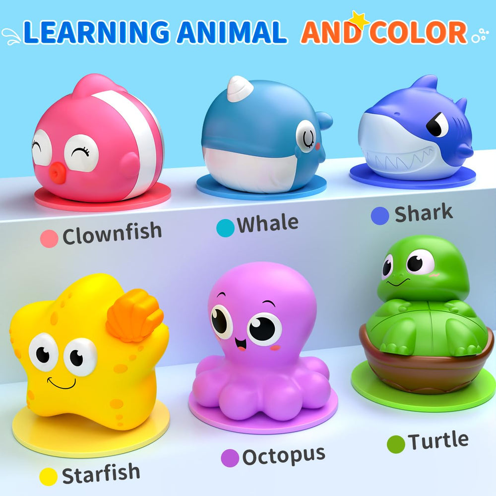 iValea starfish bath toy lights up and is easy for little hands