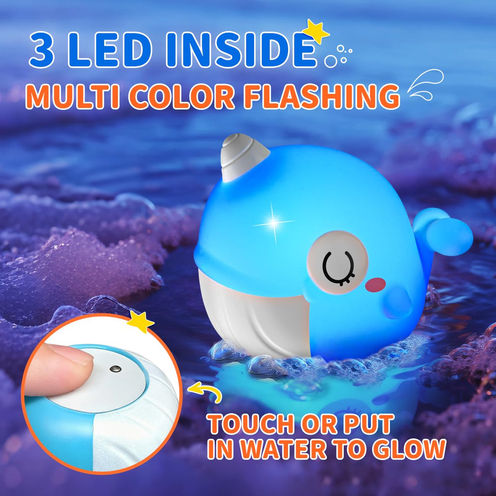 iValea sea animal turtle bath toy lights up and floats for exploration