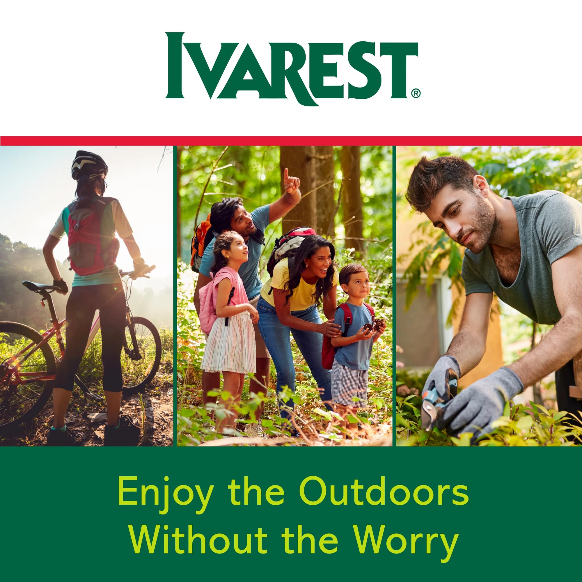 Ivarest all-day relief graphic highlights extended comfort for rash and bites.