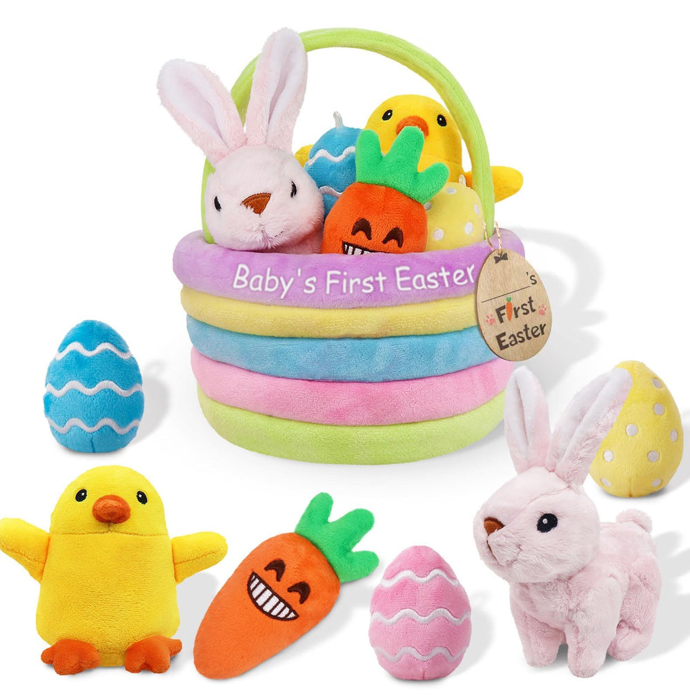 Ivenf Baby's First Easter Bunny plush with soft fur and gentle squeak for baby cuddle play