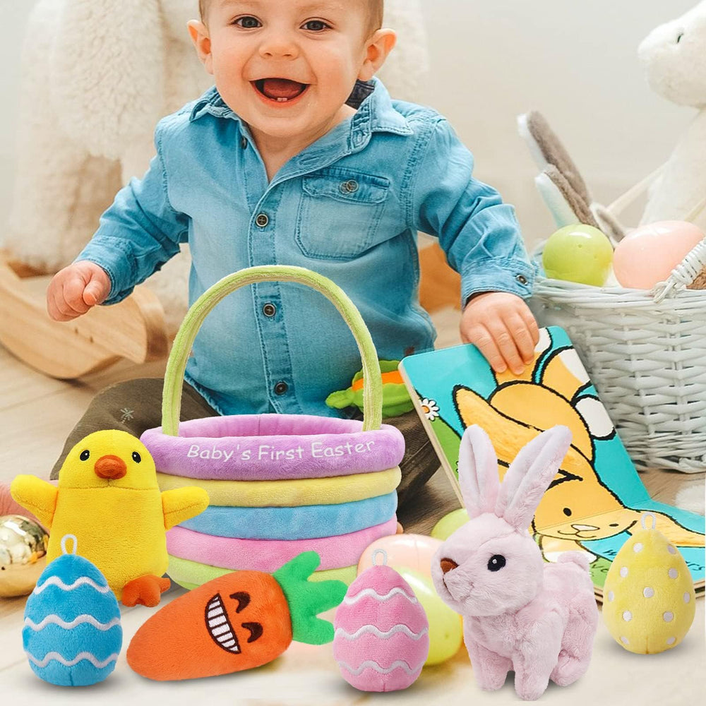 Ivenf Baby's First Easter Carrot plush with crinkle texture for sensory exploration