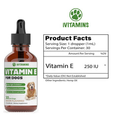Close-up of iVitamins Vitamin E Drops for Dogs highlighting fast absorption