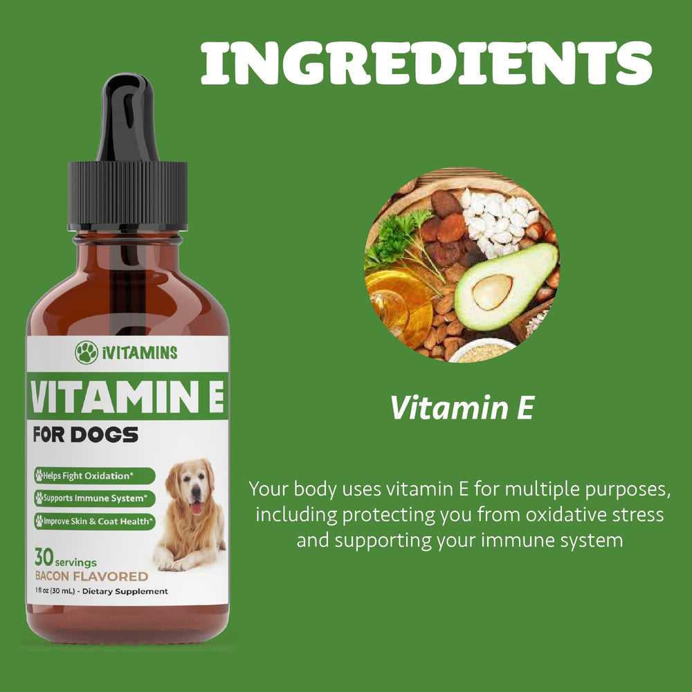 iVitamins Vitamin E for Dogs USA-made badge emphasizing quality ingredients