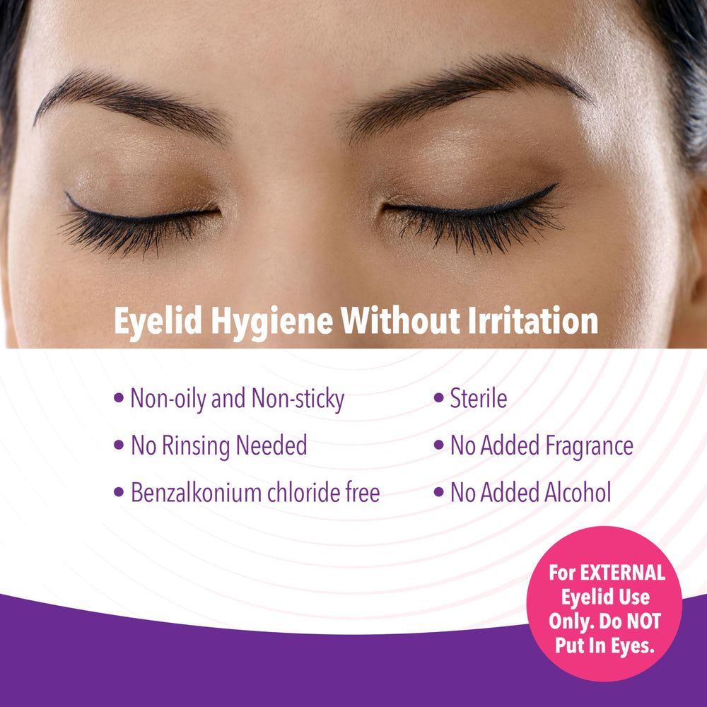 iVIZIA cotton pad application on eyelids for easy daily care.